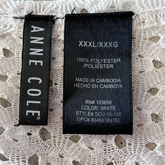 ANNE COLE White 2 Tie Front Tunic Length Beach Swim Cover Up Size XXXL Vacation - Picture 10 of 12